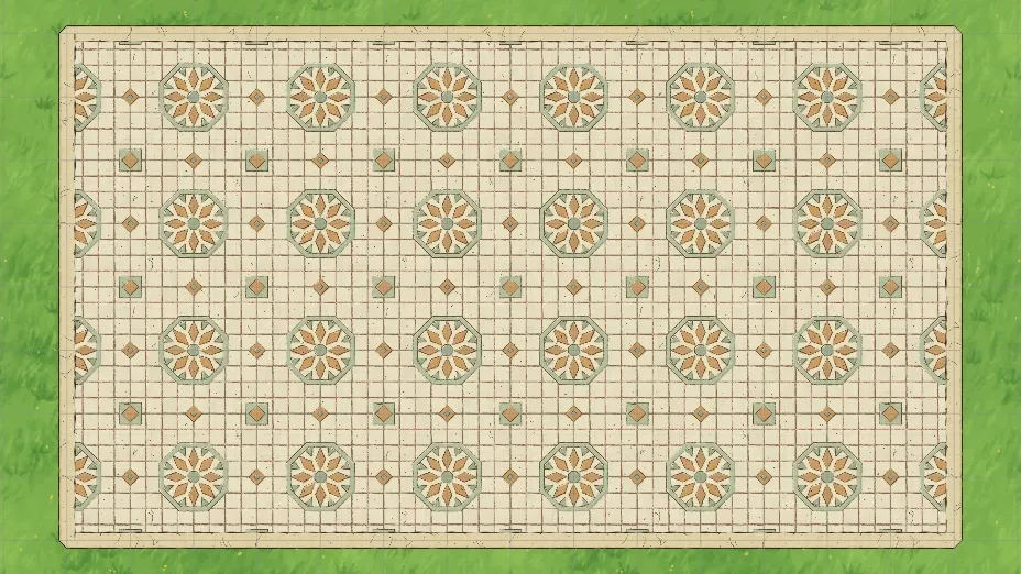 A room floored with a seamless mosaic texture