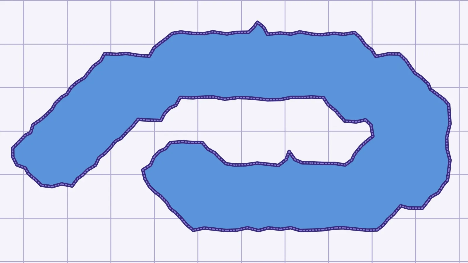 The acid bitmap after marching squares, jitter and a border, back to a smooth organic shape