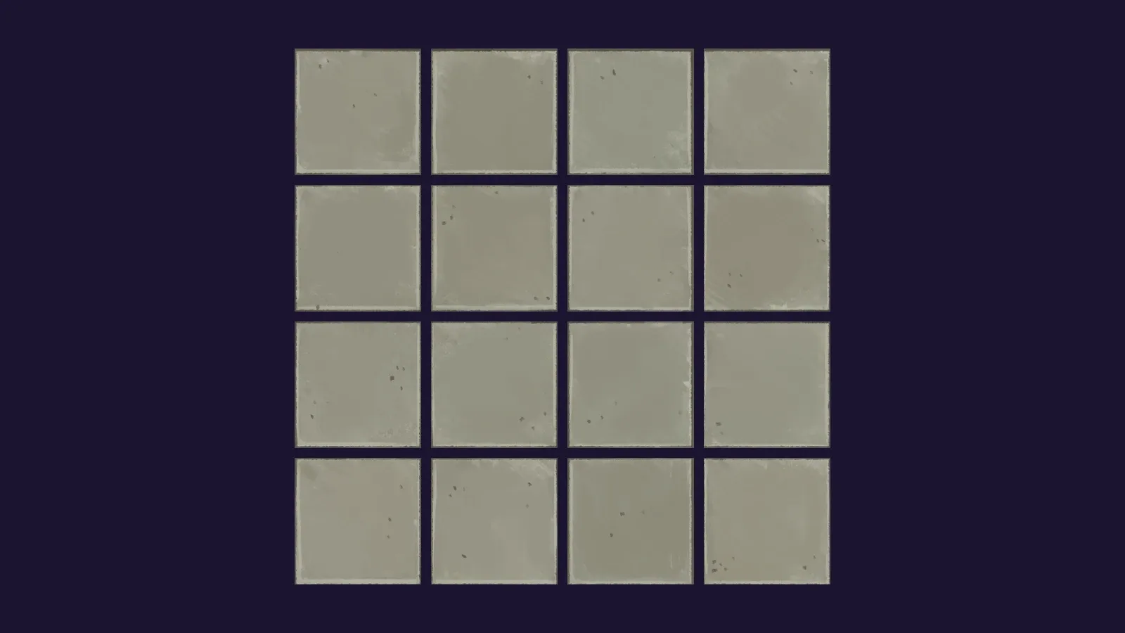 The sixteen stone tiles of a 4x4 tileset, pulled apart